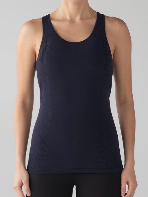 Lululemon Midnight Navy Reveal Racerback Tank Seamless Active Mesh Top Size L